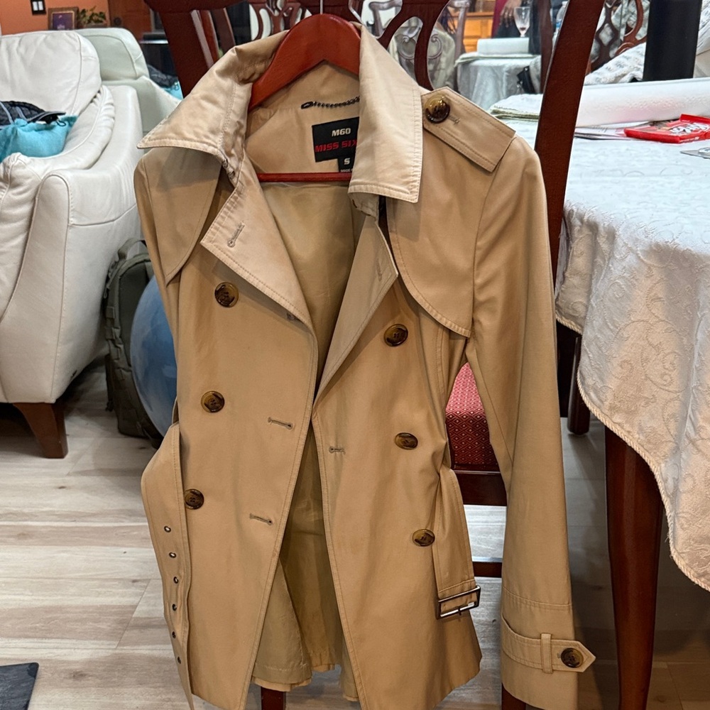 Miss Sixty Tan Double-Breasted Trench Coat